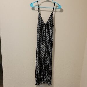 Billabong Black and White Spaghetti Strap Slip Midi Dress